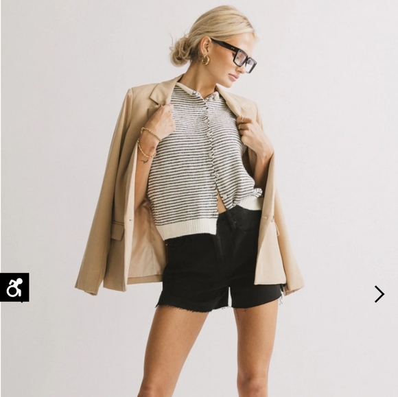 bohme Clark Cardigan, White With Black Stripes, Wool Blend, Size Small - Picture 8 of 9